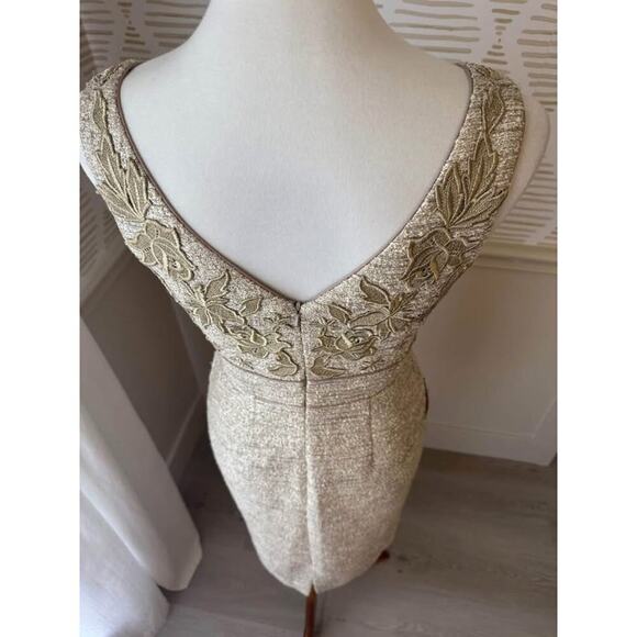 Badgley Mischka Cream and Gold Mini Dress - Picture 8 of 10